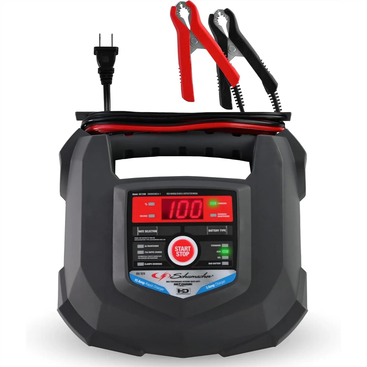 Car Battery Charger 12V/6V with Trickle Charger and Maintainer for Automobile Marine AGM Gel Deep Cycle Batteries