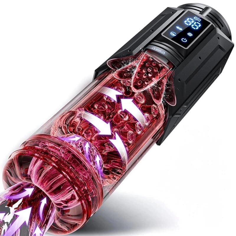 Rotazione telescopica automatica Tazza di masturbazione Realistico Succhiare vaginale Pompino Spinta Vibratore Pompa del pene Giocattoli del sesso per gli uomini