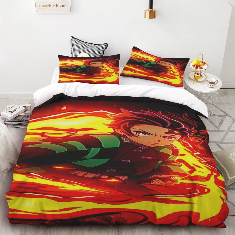 Set Demon Slayer Kimetsu No Yaiba Kamado Nezuko, Set Polyester Bedding Set, Home Decoration