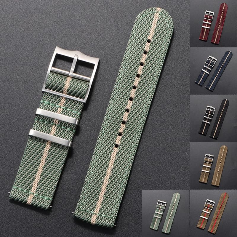 Nylon Watch Strap 20mm 22mm Stripe Watchband Replacement Sport Bracelet for Military Wristband Men Women Quick Release Band