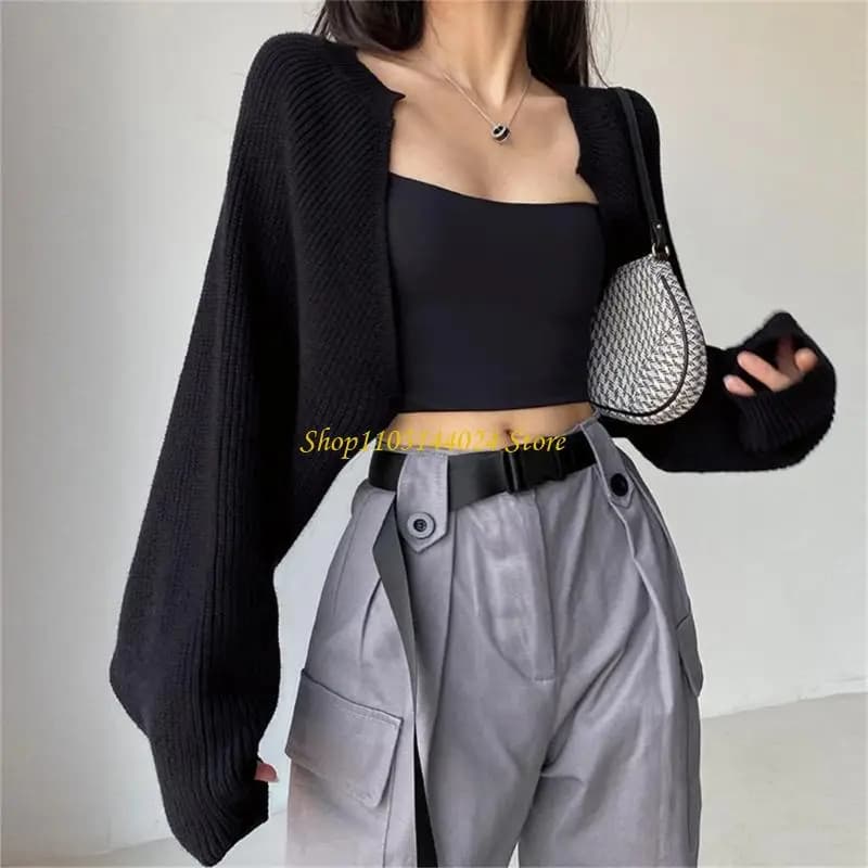 Bolero da Donna Leggero a Maniche Lunghe, Cardigan Corto Aperto sul Davanti, Maglioni Cardigan per Abiti e Streetwear