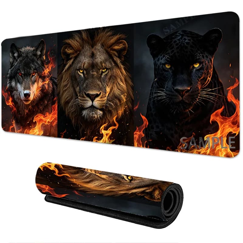 Tappetino da scrivania grande con disegno di leone anime, tappetino per mouse da gaming, tappetino antiscivolo per tastiera, accessorio per computer portatile e desktop da ufficio per gamer.