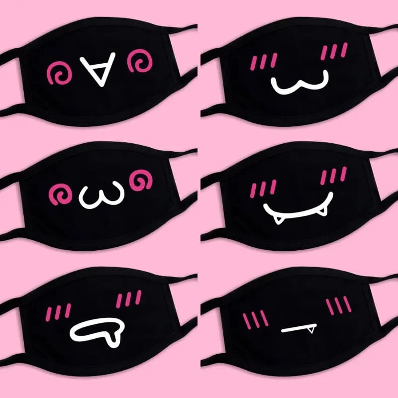 Black unisex hot winter mask thickening half face mask for mouth cotton pattern cartoon Kpop anti-dust anti-respirator mask
