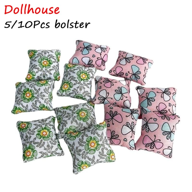 5/10 pezzi carino 1:12 case delle bambole miniature cuscini tessuto floreale cuscino modello ornamento giochi di imitazione giocattolo accessorio fai da te regalo