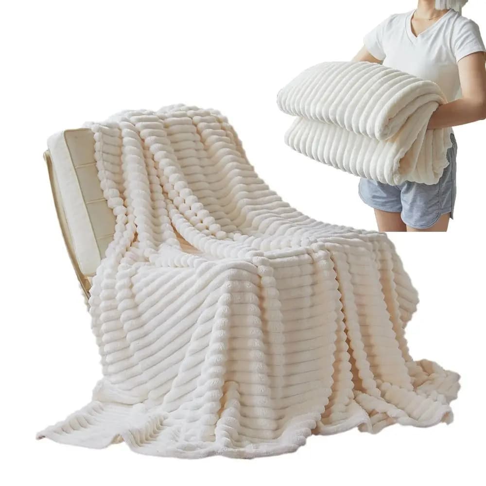 Nuova coperta calda double face Trapunta condizionante traspirante delicata sulla pelle Coperte a righe ultra morbide in tinta unita