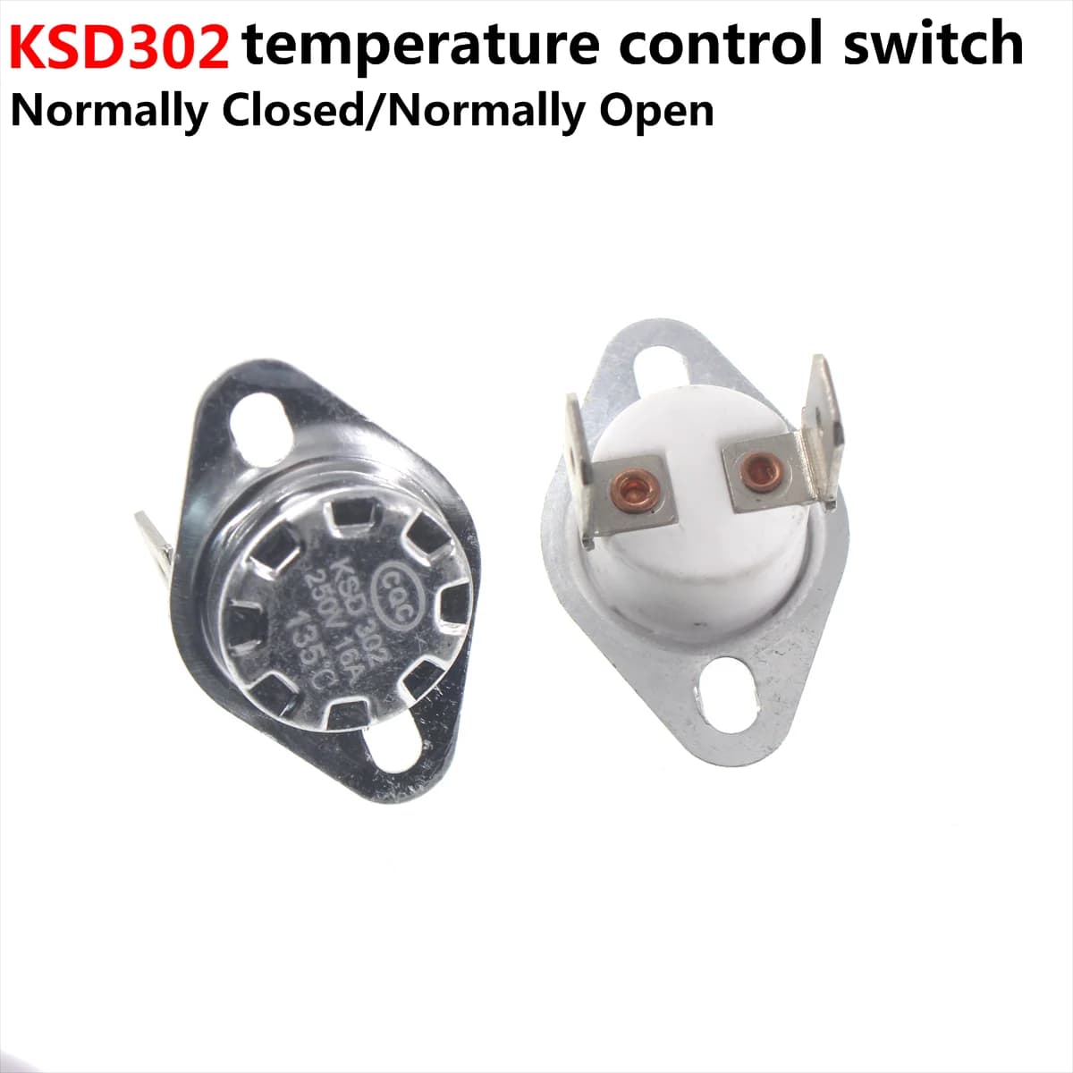 5 Pezzi Interruttore di Temperatura Termostato KSD302 16A 250V Normalmente Aperto, KSD301 Normalmente Chiuso, 40-130 Gradi, 45 55 60 65 70 75