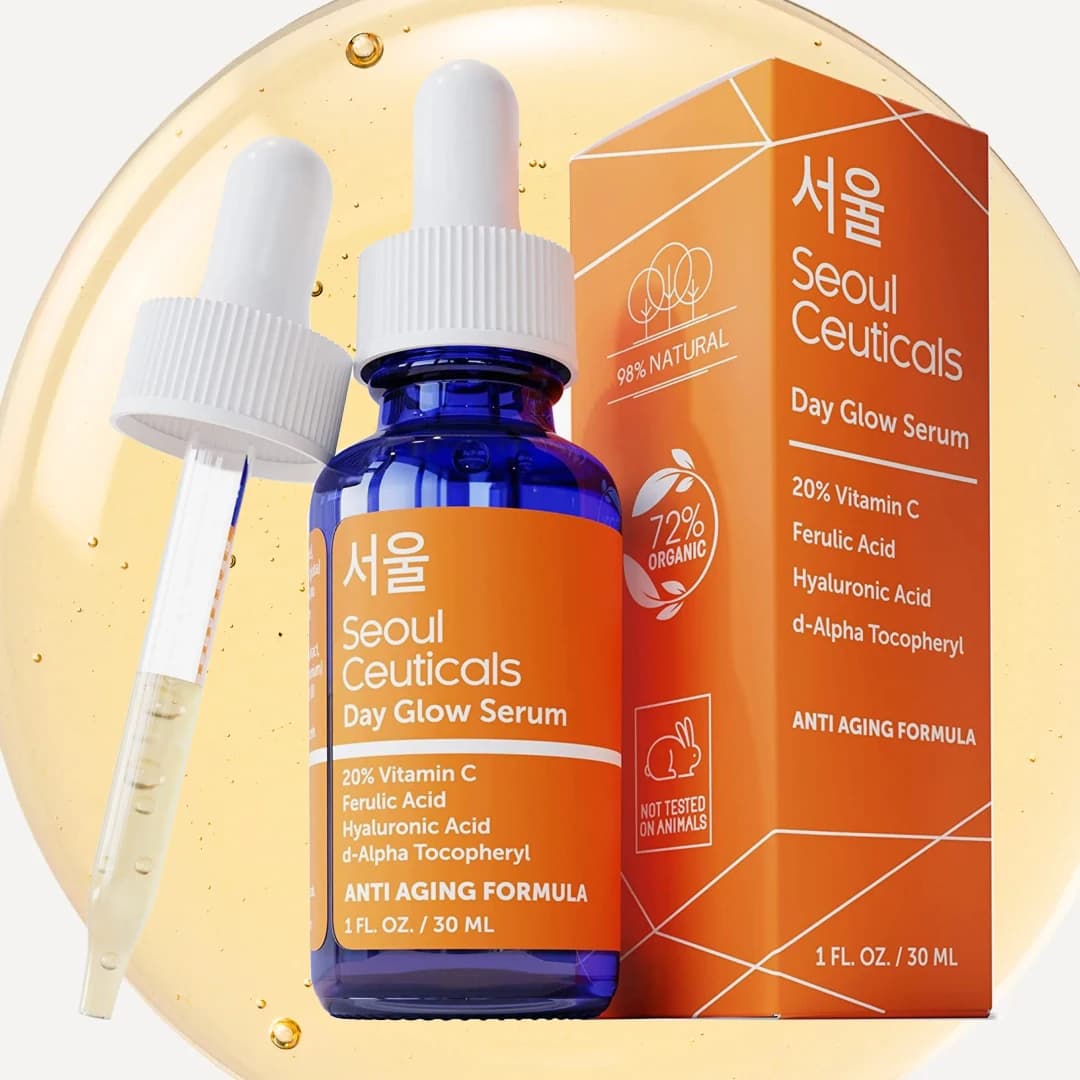 20% Vitamin C Serum for Face + CE Ferulic, E Ferulic Vit Facial Oil with Hyaluronic Acid, Vitamina E, Anti Aging Day Glow Serum