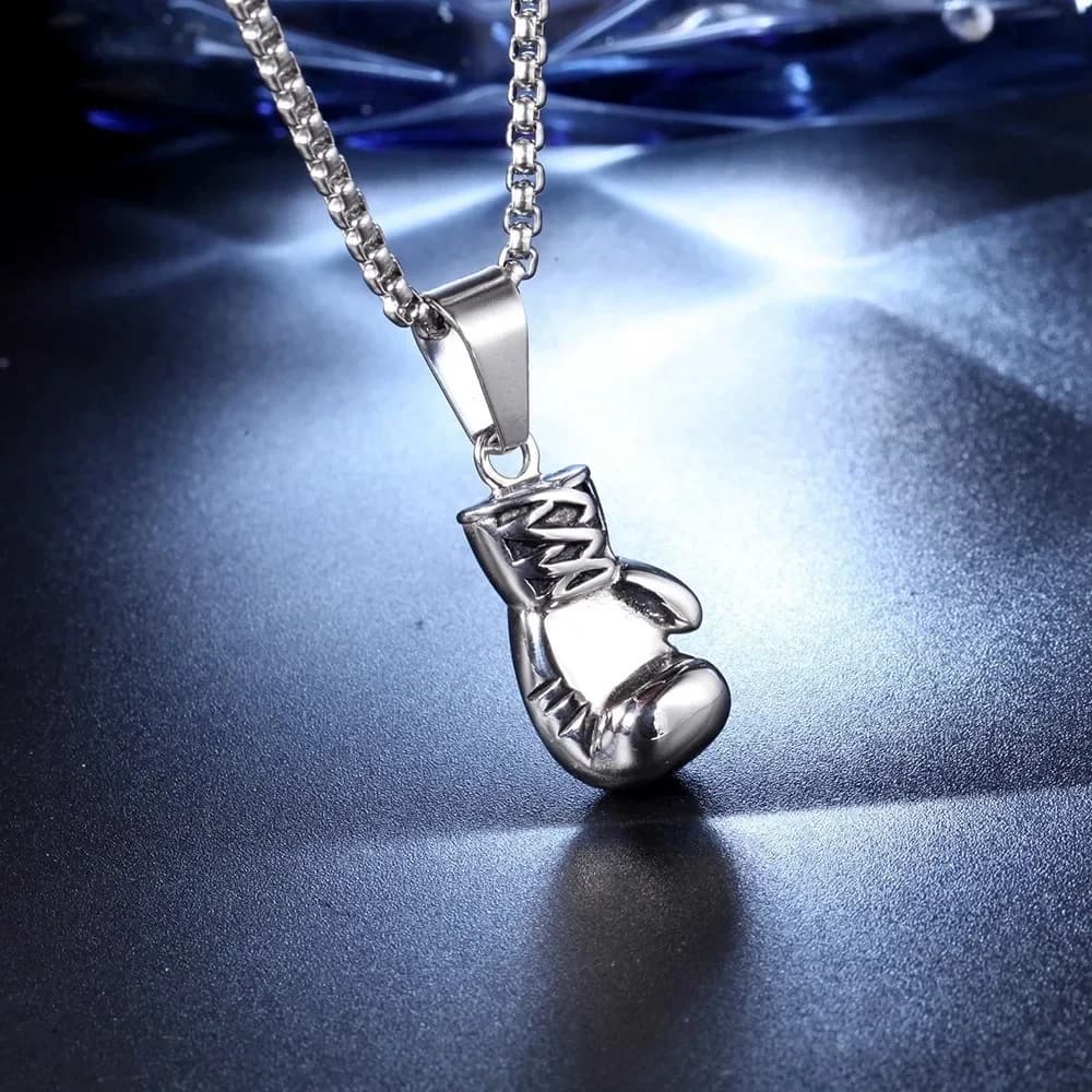 Korea Fashion Sport Fitness beads Necklace Men's neck Flat boxing gloves in lace Pendant Hip Hop Punk Jewelry Gift for parties