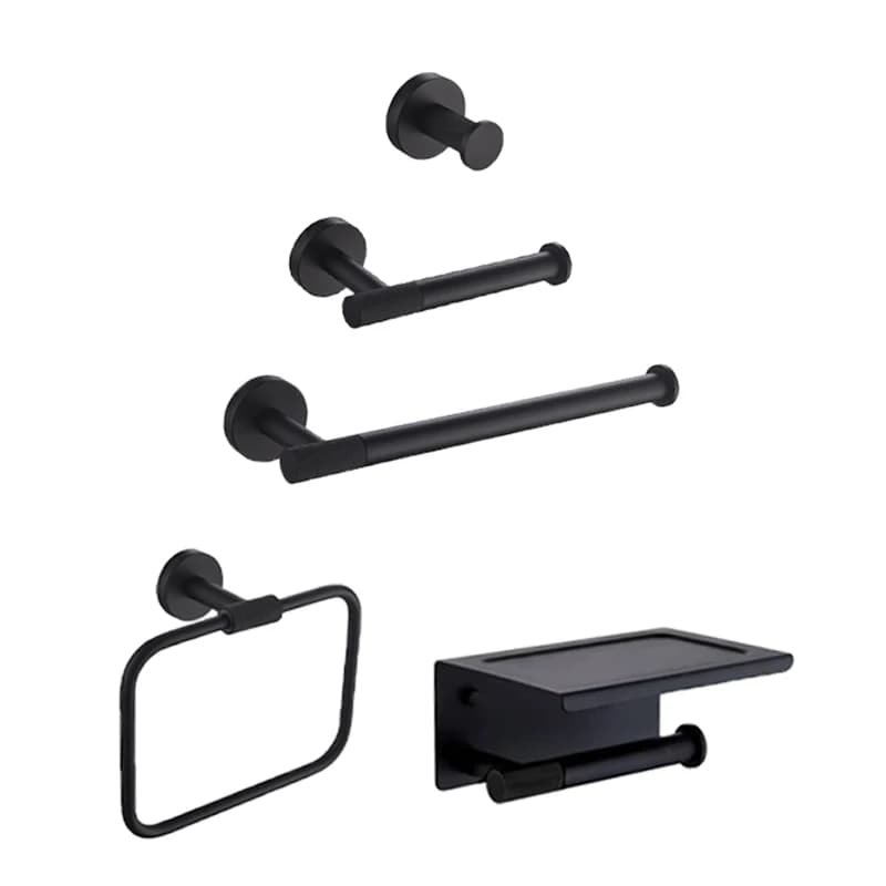 Matte Black Bathroom Accessories Set Wall Mount Stainless Steel Clothes Hook Toilet Paper Holder Towel Bar Kitchen Hardware