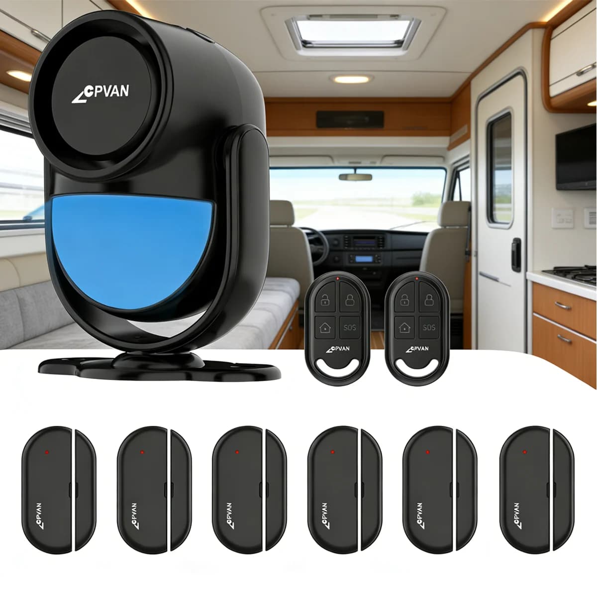 Sistema di allarme intelligente CPVAN per camper con telecomando e sensore per porta, allarme wireless WIFI Tuya con sensore di movimento, rilevatore di movimento 120dB