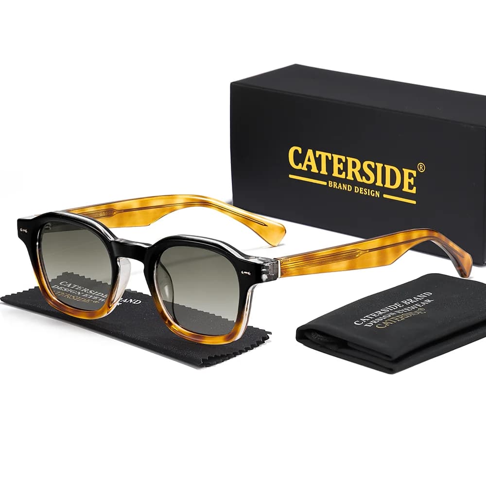 CATERSIDE New Unisex Retro Punk Fashion Sunglasses Square Frame Propionic Acid Pin Leg Outdoor Essential Sun Glasses UV400