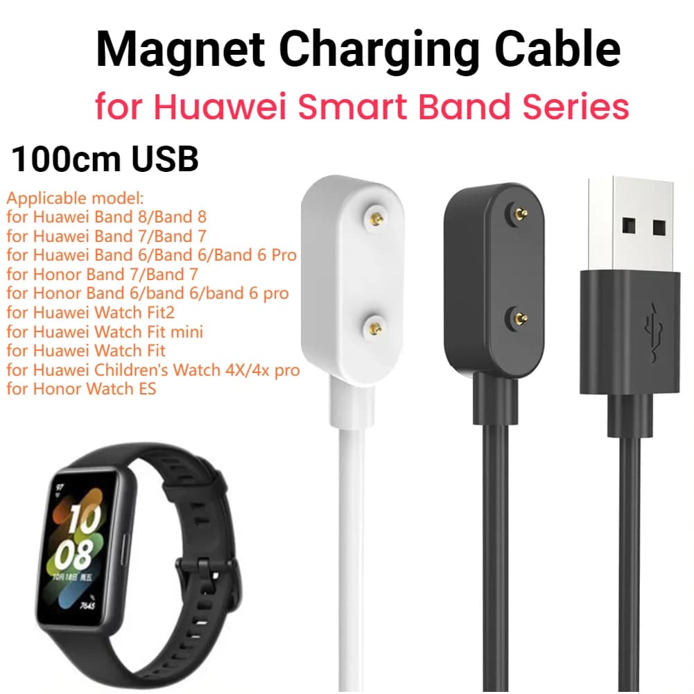 Adattatore per caricabatterie per orologio da 100cm cavo di ricarica USB sostituzione per orologio da polso accessori per cavo di ricarica per Huawei Band 8 Smart Band