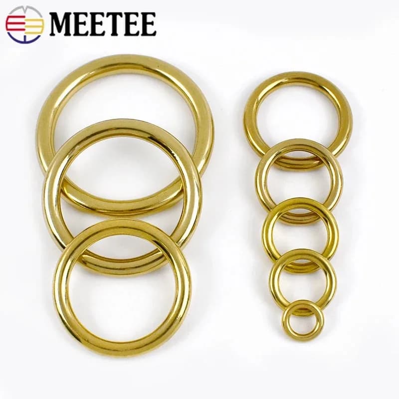 10Pcs 8-51mm Pure Brass O Ring Buckles Backpack Strap Connector Hook Belt Dog Collar Keychain Decorative Clasp Accessories