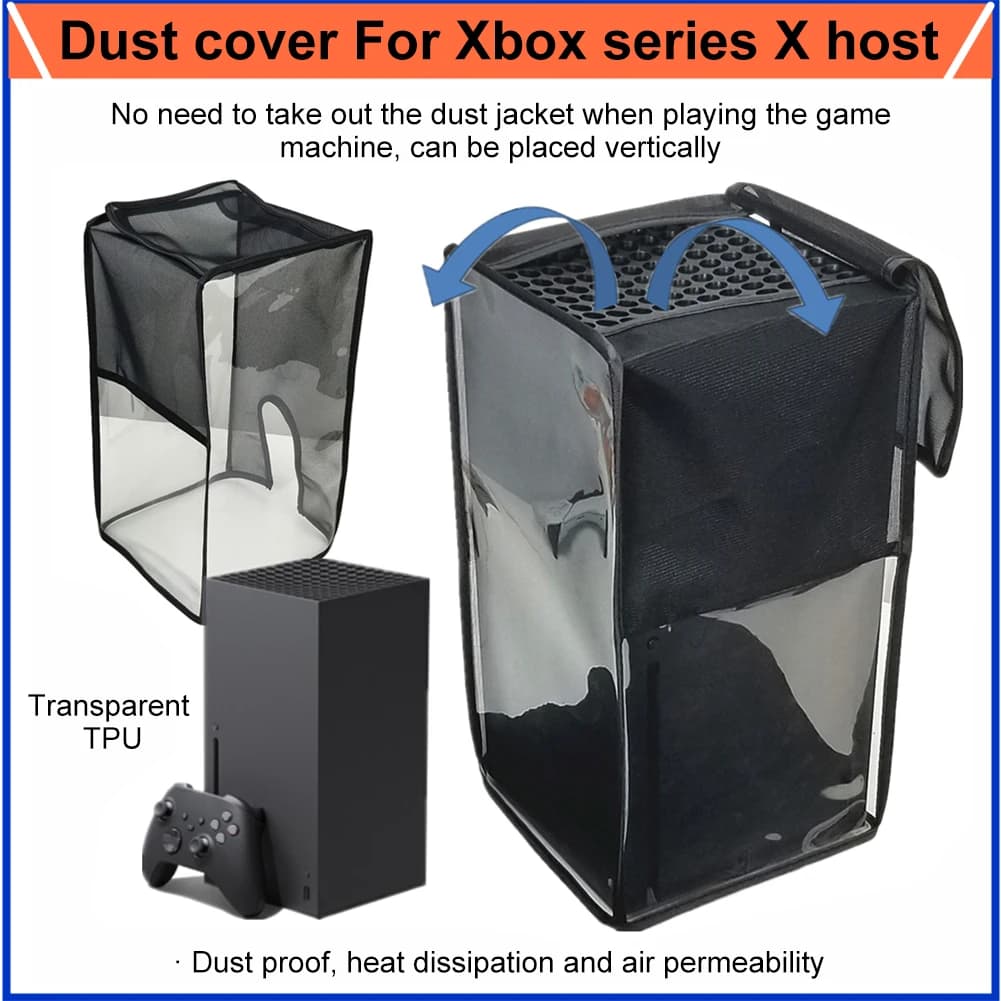 Copertura antipolvere per console Xbox Series X Protezione antipolvere Copertura impermeabile in tessuto Oxford con finestra trasparente Accessori per giochi