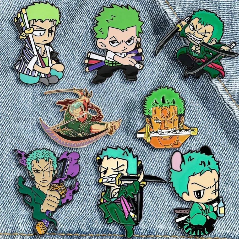 8 Pezzi Spilla Classica con Personaggio, Design Roronoa Zoro, Distintivo in Metallo Smaltato per Zaino, Abbigliamento, Gioielli, Accessori, Regali