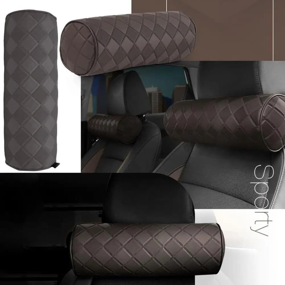 Neck Support Pillow Car Ergonomic Memory Foam Car Headrest Pillow Faux Leather Neck Support Cushion Universal Fit for Vehicles