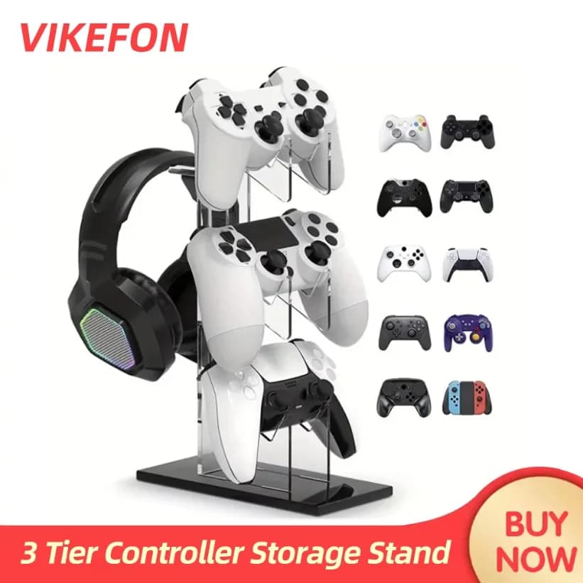 Supporto universale per controller a 3 livelli e supporto per cuffie per PS4 PS5 XBOX ONE SWITCH, supporto per controller Accessori da gioco
