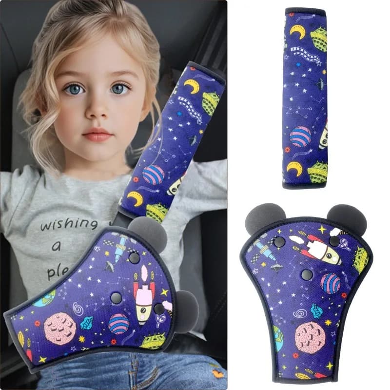 Children's Cartoon Seat Belt Pad Set,Adjustable Removable Car Seat Belt Pads,Waist Belt Pads Toddler Girls Boys Car Accessories