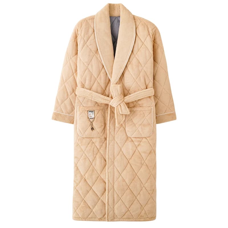 Inverno 3 strati giacca di flanella accappatoio uomo bagno accappatoio trapuntato pigiama spesso lungo spa accappatoio corallo pile doccia homewear