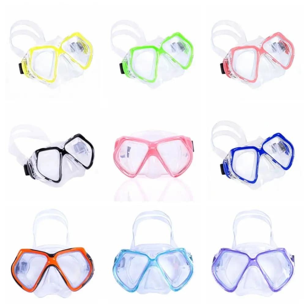 Adjustable Strap Snorkel Mask With Nose Cover Large Frame Diving Glasses Tempered Glass Wide View Underwater Mask Swim Eyewear