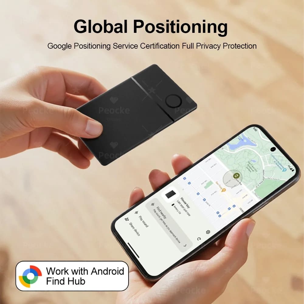 For Android GPS Tracker Smart Card Rechargeable Locator with Google Find Hub Message Reminder Fast Tracking Wallet Anti-loss Tag