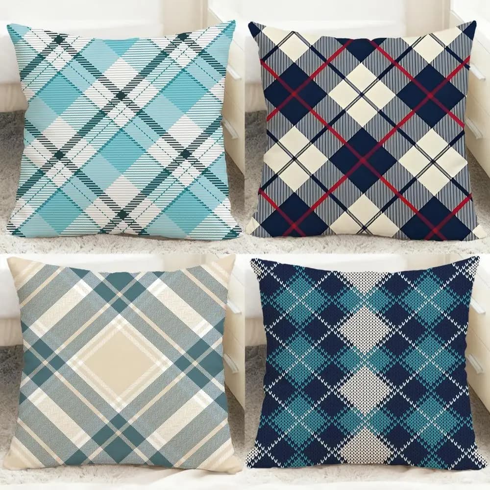 Fodera per cuscino con motivo a quadri, comoda fodera per cuscino reversibile, ideale per auto, divano, camera da letto e altro ancora