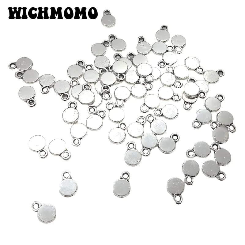 New Fashion 7*5mm 100 pezzi/borsa Retro in lega di zinco tondi pendenti con ciondoli per orecchini braccialetto accessori di gioielli