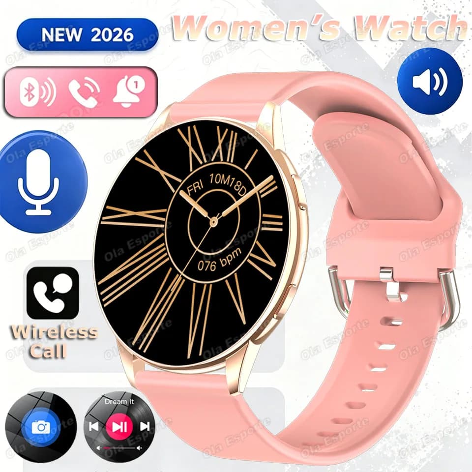 Smartwatch 6 Upgrade 2026 con Chiamata Wireless, Monitoraggio Frequenza Cardiaca e Pressione Sanguigna, Smart Island, Impermeabile, Pedometro, per Donne HW12