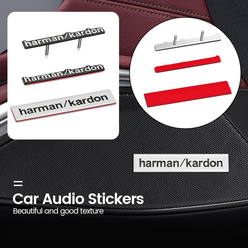 For BMW Mercedes Benz AMG Alfa Romeo Renault Mazda Toyota Ford Lada 3D Aluminum Harman/Kardon Badge Emblem Car Audio Stickers