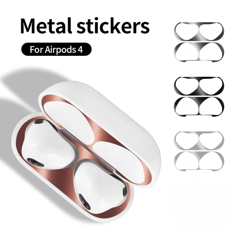 For AirPods 4 Sticker Earphone Case Metal Dustproof Scratch Resistant Sticker Cover For Airpods 4 4th 2024 Gen Protective Film