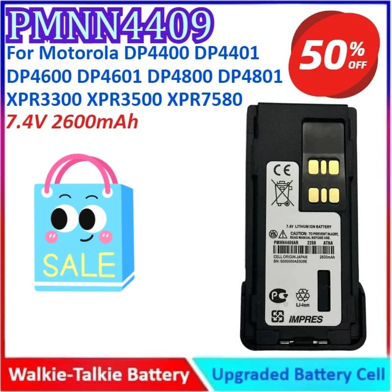 Nuovo PMNN4409 7.4V 2600mAh Walkie Talkie Batteria per Motorola DP4400 DP4401 DP4600 DP4601 DP4800 DP4801 XPR3300 XPR3500 XPR7580