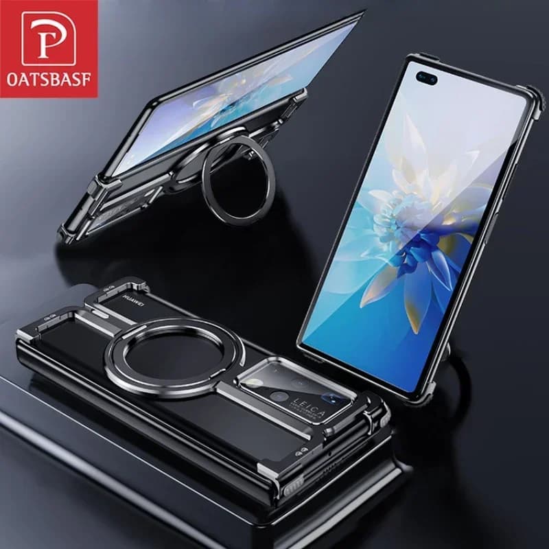 Custodia per telefono Oatsbasf per Huawei mate X2/X3/X5/X6 con 360 ° Paraurti protettivo magnetico senza telaio in metallo sottile con supporto girevole