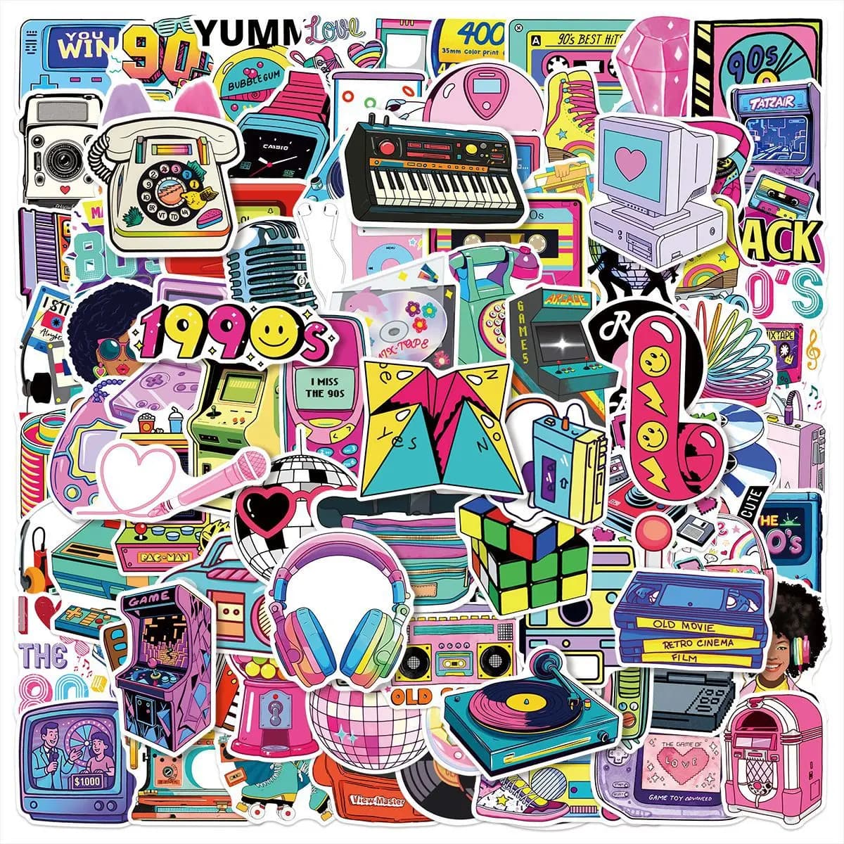 100-Pack Mixed 80s 90s Cartoon Graffiti Stickers Luggage Tablet Motorcycle Notebook Stationery Decorative Waterproof Stickers