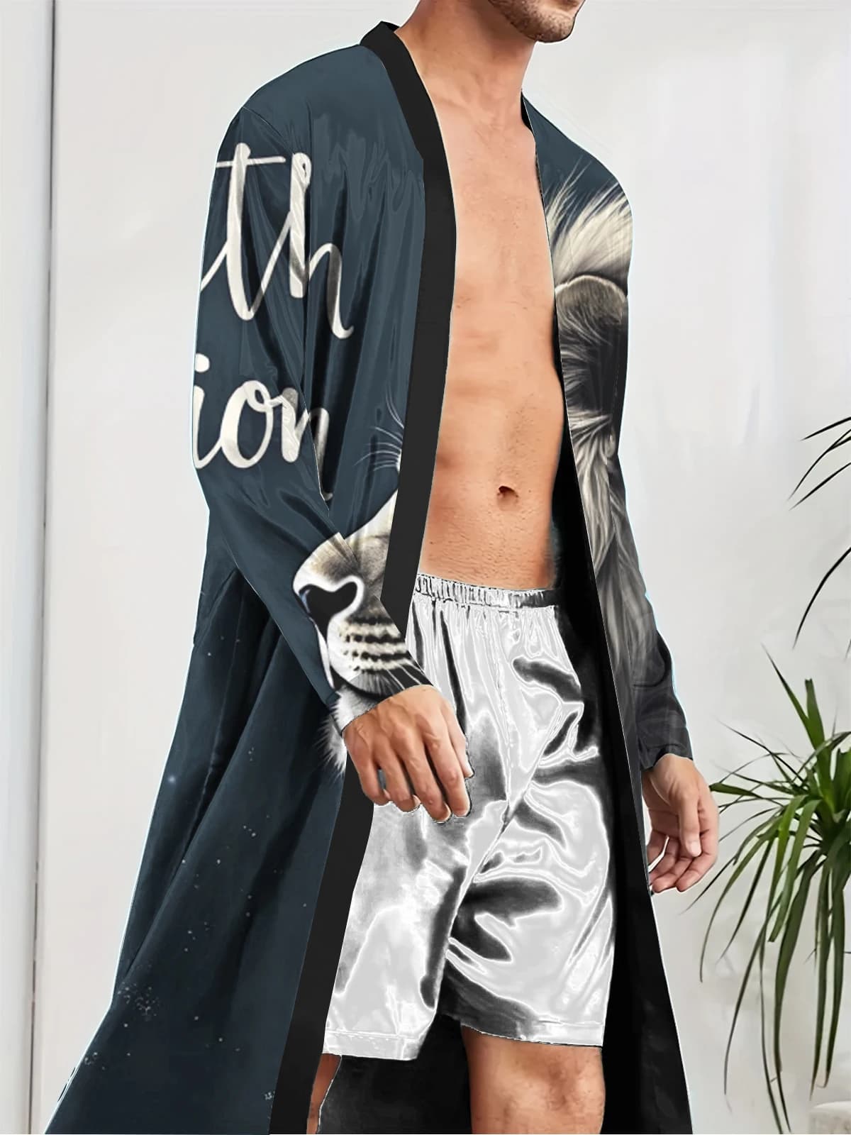 1pcs Men's Robes 2026 Spring/Summer 3D Printed Men's bathrobe Breathable Funny pajamas Graphic Shower robe robe Sleepwear