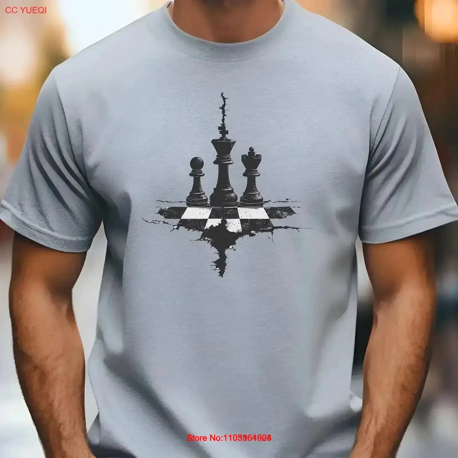 Giocatore di scacchi Pezzi da tavolo T-shirt da uomo Figura Giochi Idea vintage Lavato Allungato Elegante streetwear Moda Traspirante