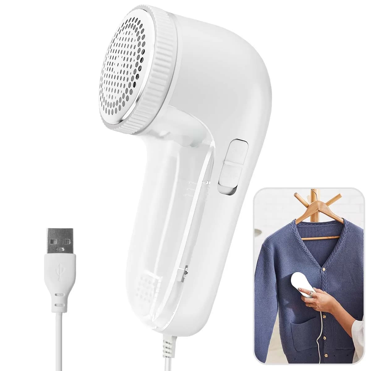 USB Rechargeable Fabric Shaver Electric Lint Remover 3-Blade Portable Fuzz Remover for Clothes & Sweaters Gentle on Fabrics