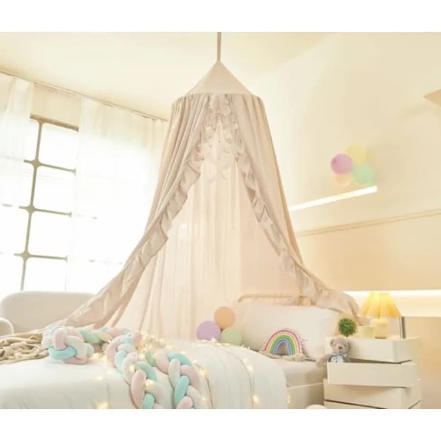 Mernges Baldacchino for Girls Bed Baldacchino curled Blinds for Girls' Room Baldacchino Suspended Princess Game Tent to read No