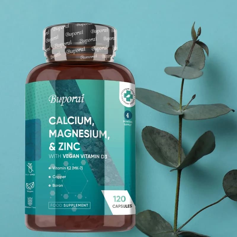 Integratore di Calcio, Magnesio, Zinco e Vitamina D - Favorisce il Metabolismo Energetico, Mantiene la Funzione Muscolare e la Salute delle Ossa
