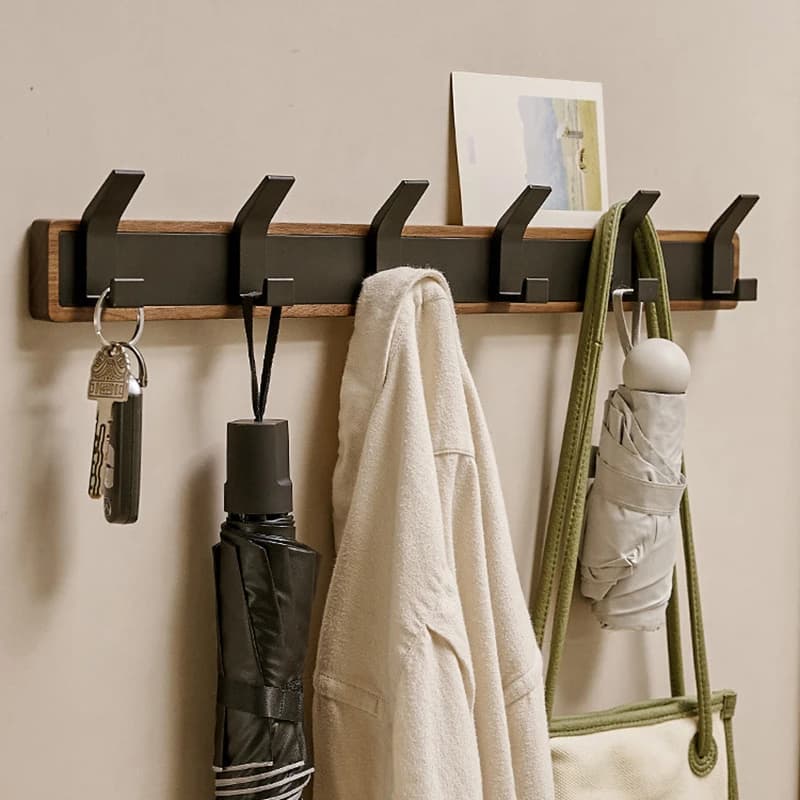 BAKALA-Appendiabiti da parete in legno nero, appendiabiti da appendere per bagno, cucina, camera da letto, corridoio, porta abiti