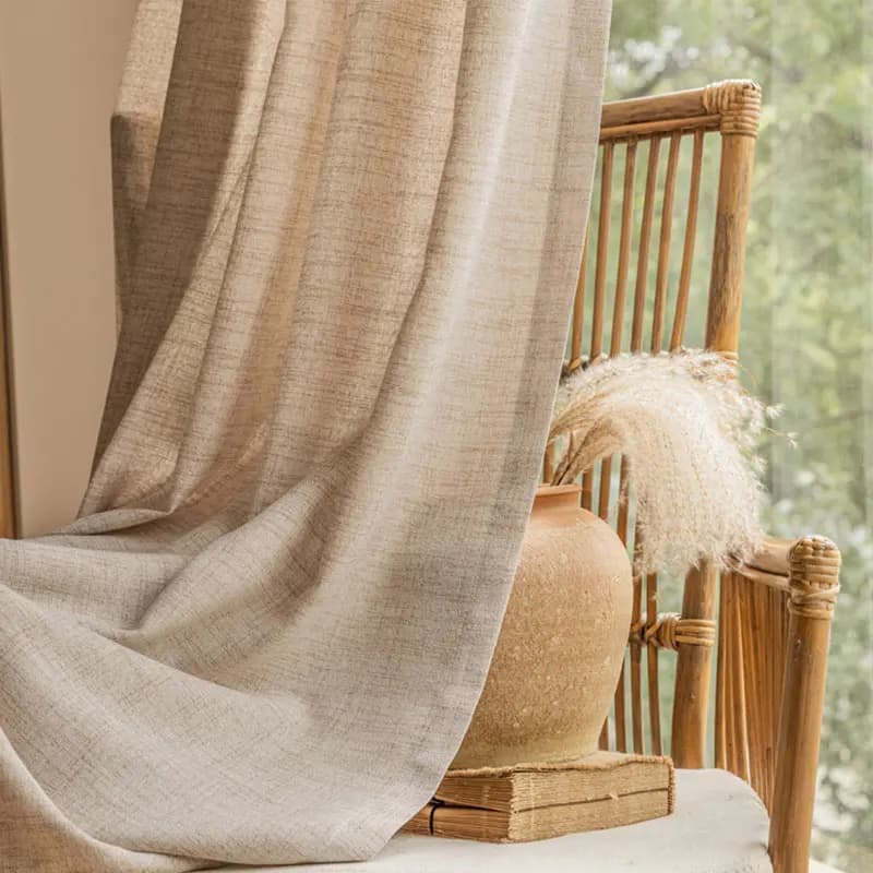 1/2panel Japanese style linen semi transparent gauze curtain Rainbow linen yarn Cotton linen texture balcony bedroom curtain