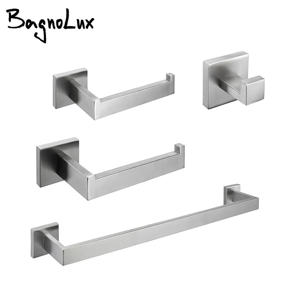 Bathroom Accessories Set Hardware Decor Toilet Roll Paper Holder Hanger Hook Towel Bar Brushed Gold Wall Stainless Steel Shelf