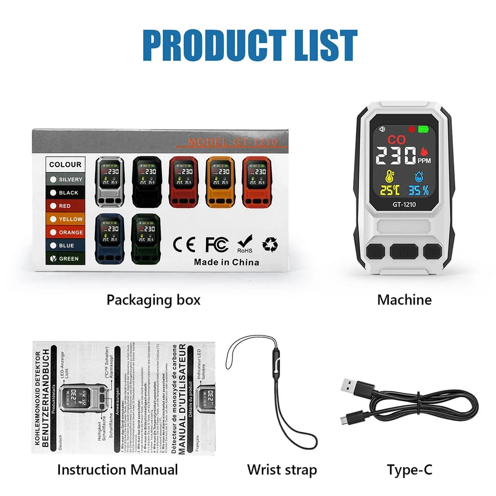 High Sensitivity CO Gas Detector Carbon Monoxide Detector CO Sensor Advanced Portable Digital Display Home Safety Protection