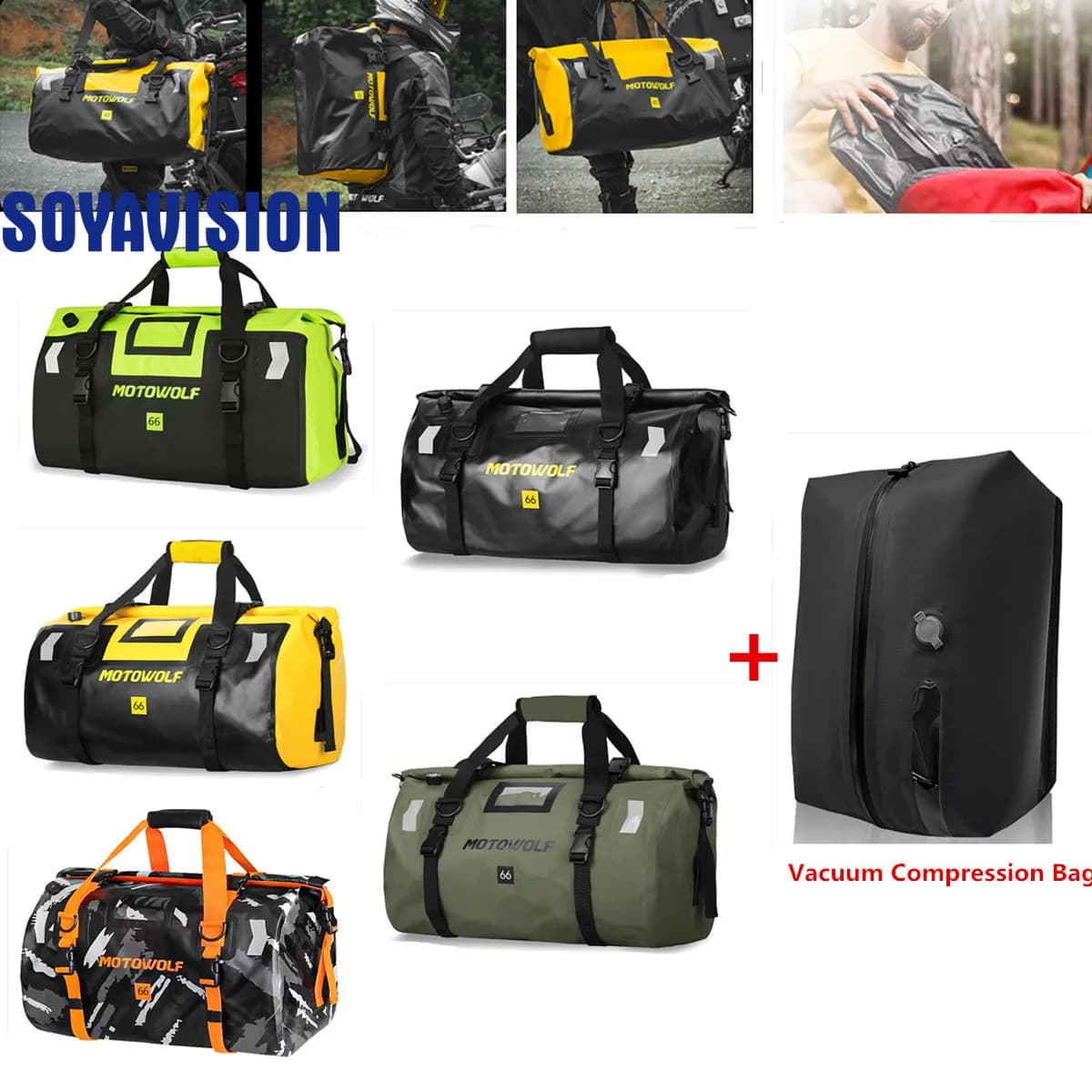 Borsone per bagagli da viaggio impermeabili con borsa riutilizzabile salvaspazio per compressione sottovuoto Borsa asciutta per moto da campeggio all'aperto