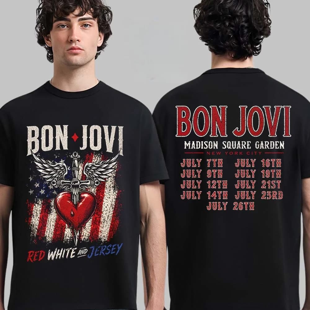 Bon Jovi 2026 Forever Tour Merch T-shirt Men Women Summer 100 Cotton Clothing Oversize Short Sleeved Top Streetwear Unisex