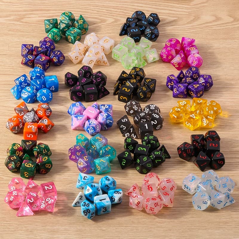 Set di Dadi Galaxy DND Tusember 7 pz/set 23 Colori D4 D6 D8 D10 D12 D20 Dadi Multisfaccettati per Giochi da Tavolo TRPG Dragon Dungeon