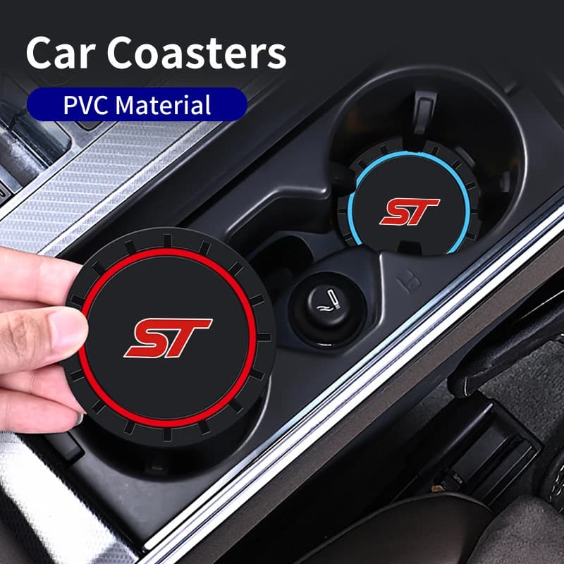 2 pezzi sottobicchiere per auto console tazza d'acqua in silicone pad antiscivolo accessori per Ford ST Racing Performance Focus Mk2 Mk3 Fiesta Ranger