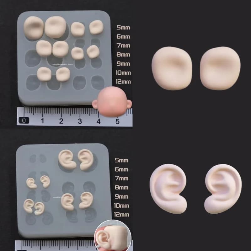 Proporzione diretta Versione Q Argilla polimerica Stampo per orecchie in silicone Mano fai-da-te Argilla ultraleggera Personaggio dei cartoni animati Accessori per il viso Stampi