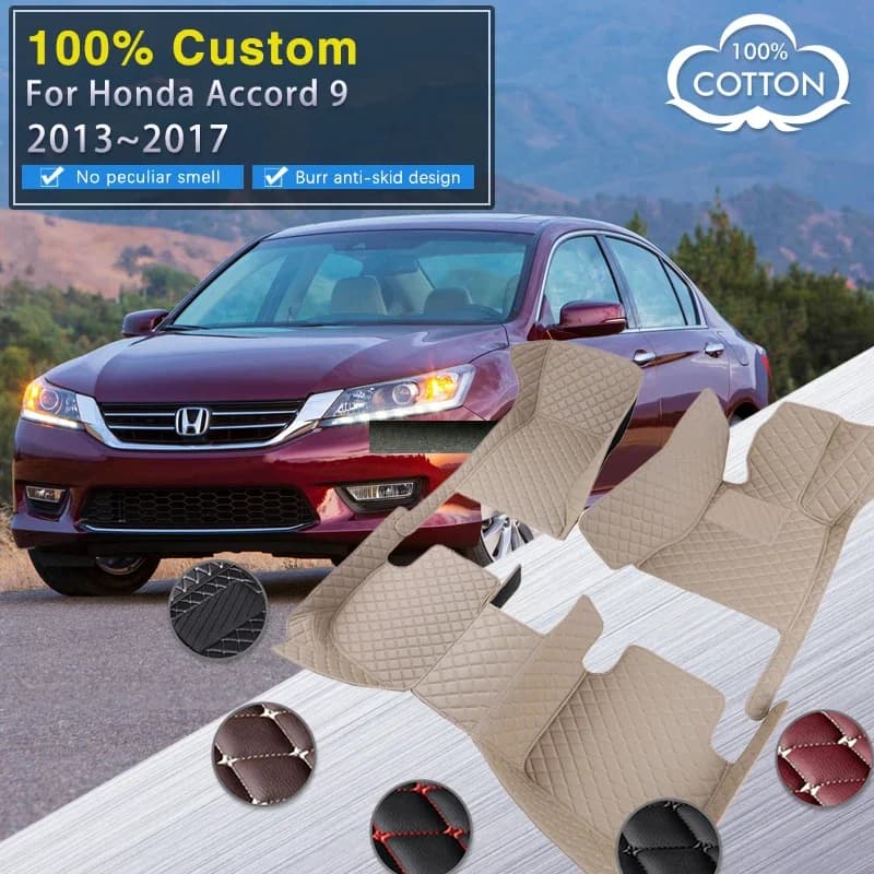 Tappetini per auto RHD completi per Honda Accord 9 9th 2013 ~ 2017 Tappeto per auto Tappetino in pelle di lusso Set di tappeti impermeabili Accessori per auto I