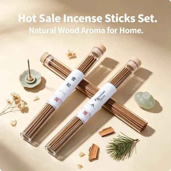 Natural Incense Sticks Set - Relaxing Cedar & Palo Santo Aroma for Home Atmosphere Enhancement