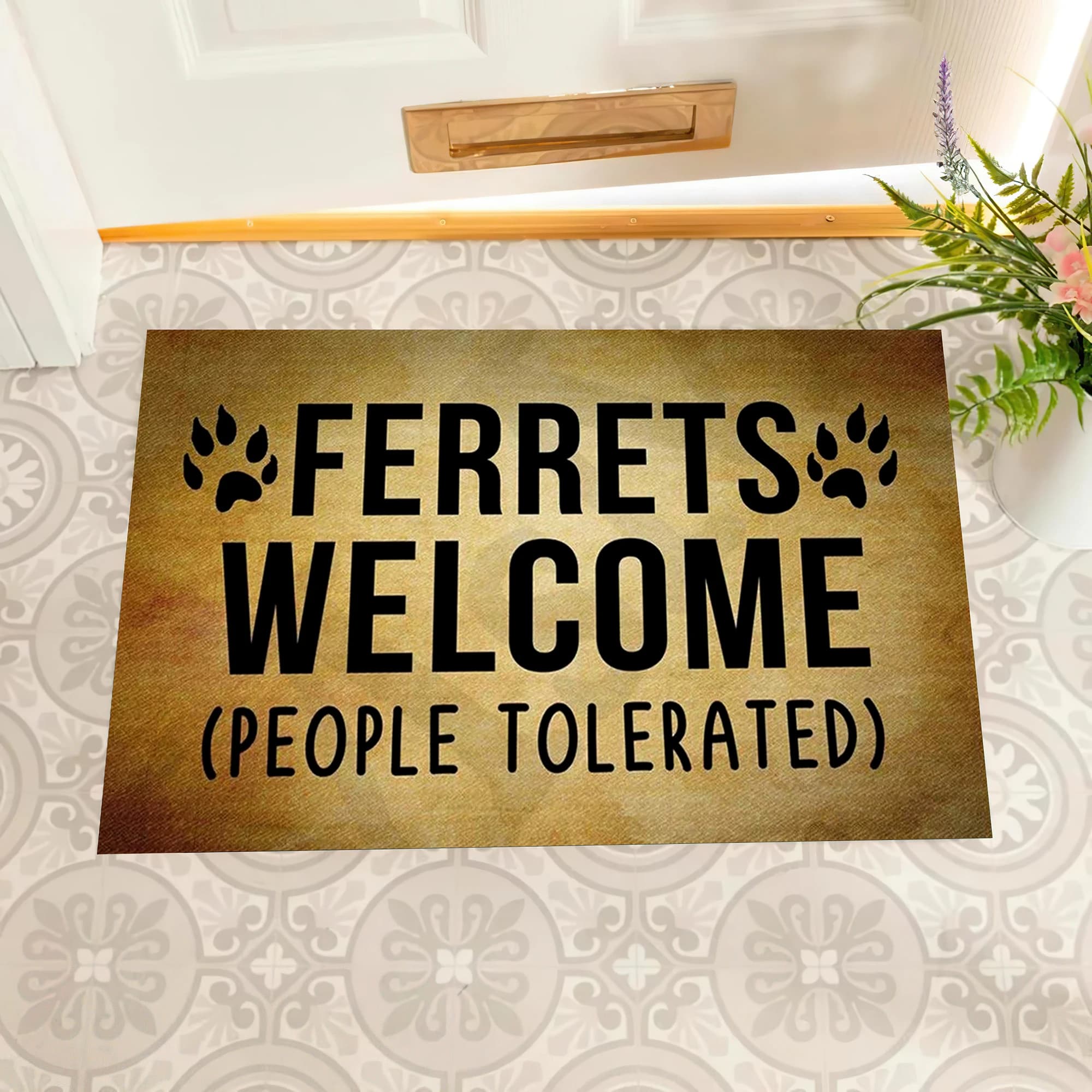Ferrets Benvenuti Persone Zerbino tolerato Supporto in gomma antiscivolo Tappetino per ingresso esterno Tappeti decorativi Tappetino di benvenuto Ingresso